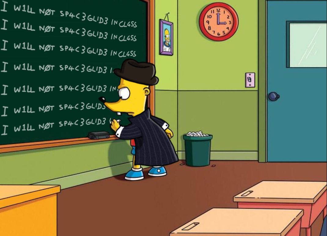 Bart Simpson after he was spacegliding in class